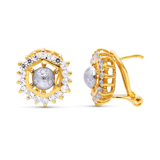 Pendientes Bicolor Circonita 12x11 18K