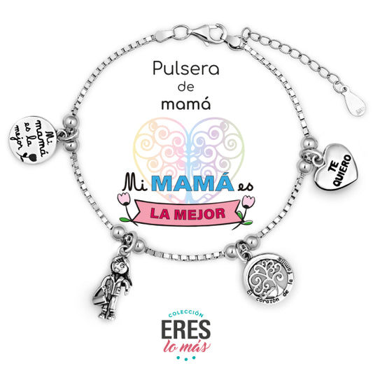 Pulsera Eres Lo Mas Familia Mama Cadena Veneciana Rodiada Con Colgantes