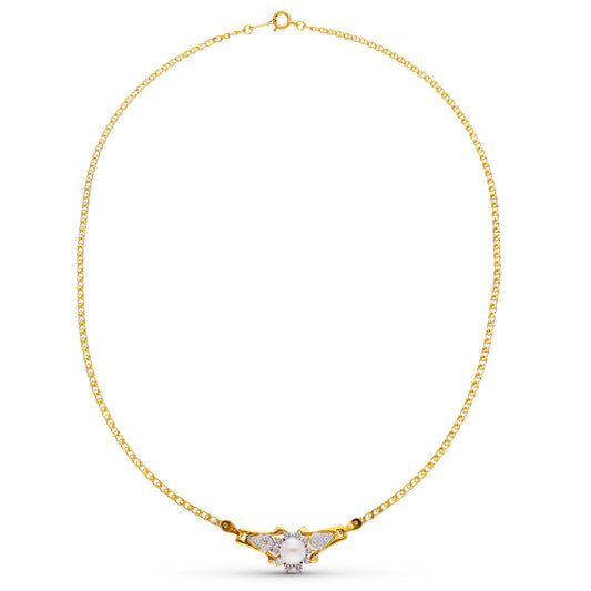 18K GARGANTILLA ORO BICOLOR PERLA Y CIRCONITAS