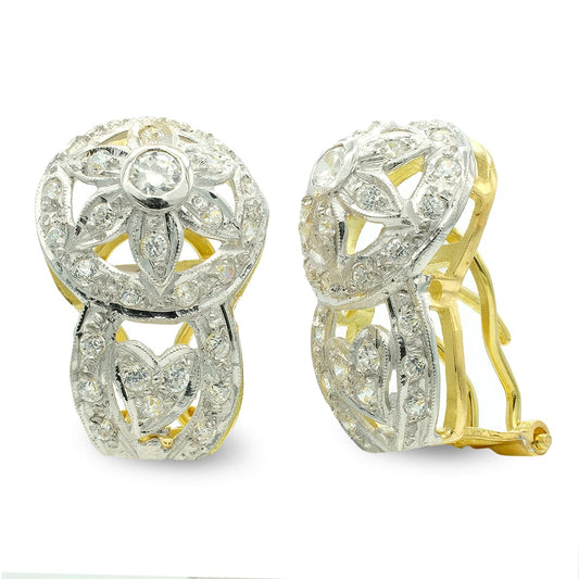 Pendientes Bicolor Flor 18K
