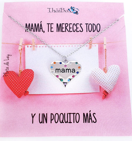 Joyas Con Mensaje - Coll950 Collar Corazon Mama - Senora