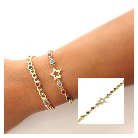 Pulseras - Pul2045 Pulsera Estrella Dorad - Senora