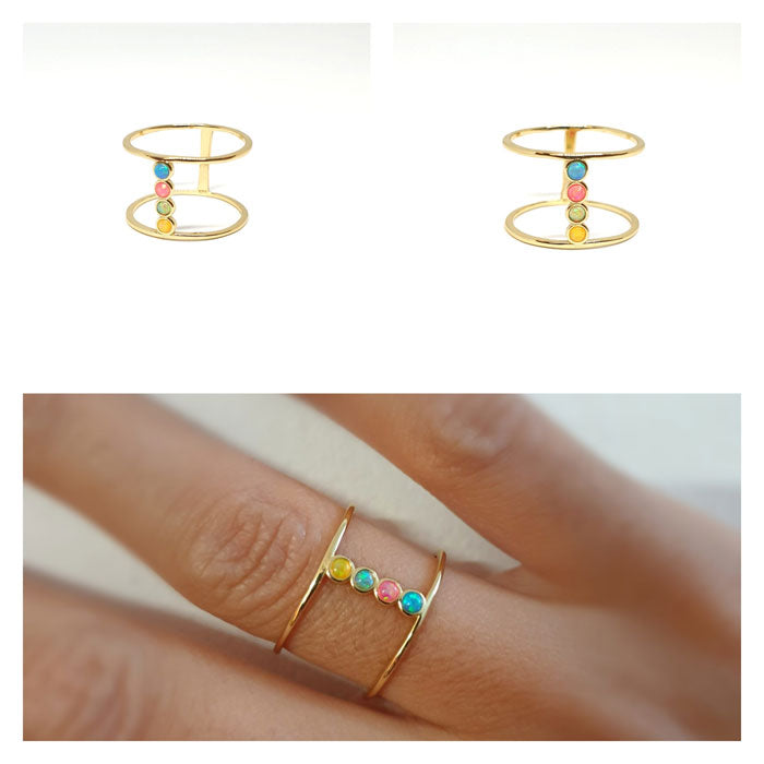 Anillos De Plata - An1342 Anillo Candy Dorado - Senora