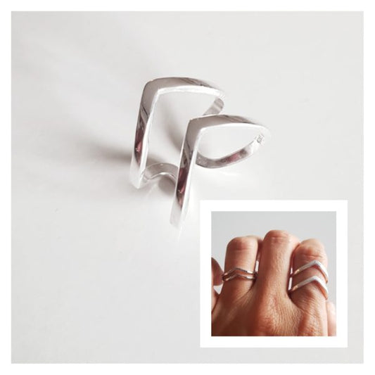 Anillos De Plata - An1073 Anillo Dos Lineas - Senora