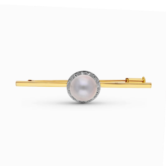 18K ALFILER ORO BICOLOR PERLA JAPONESA 57X14 MM