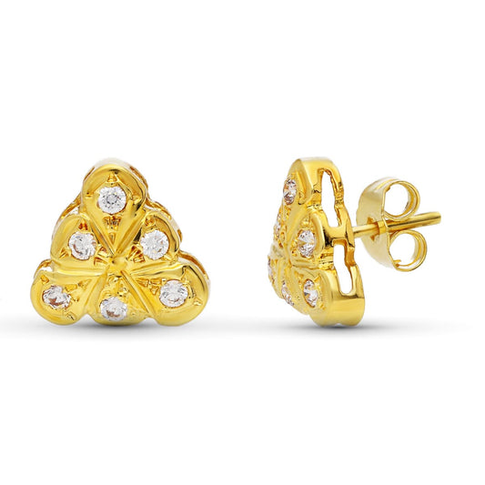 Pendientes Circonita 9 mm de oro amarillo 18K