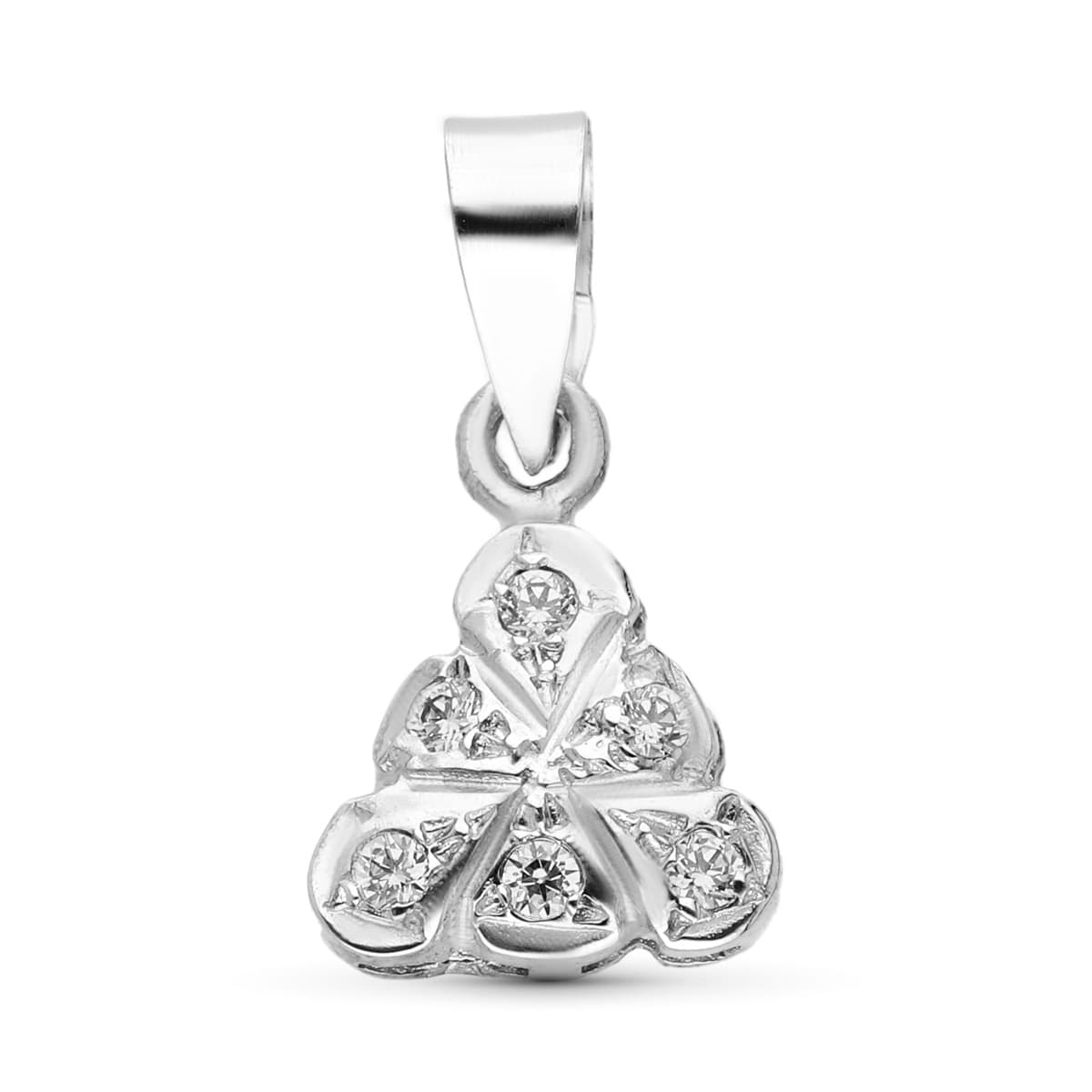 18K COLGANTE ORO BLANCO CIRCONITA TRIANGULO 9 MM