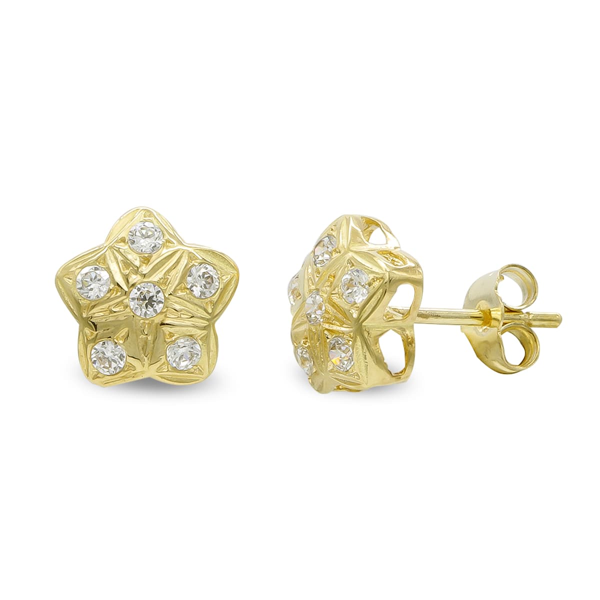 Pendientes Estrella y Circonita de oro amarillo 18K