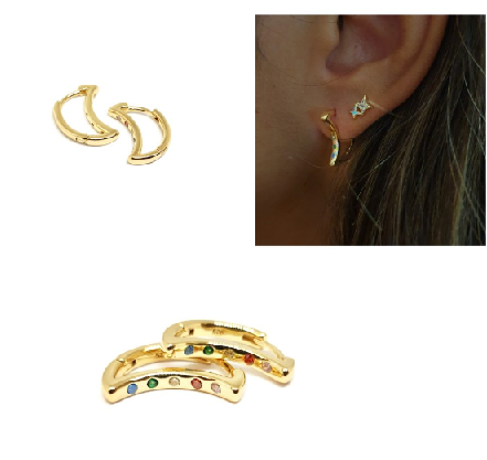 Pendientes - Pend2085 Luna Oro Colores - Senora