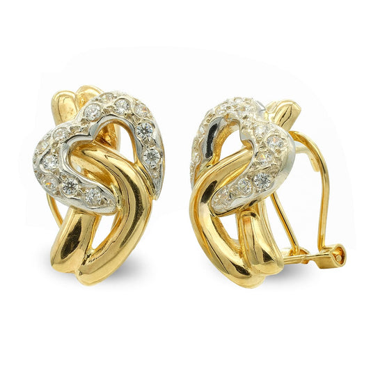 Pendientes Bicolor Circonitas 18K