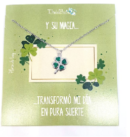 Joyas Con Mensaje - Coll960 Trebol Verde - Senora