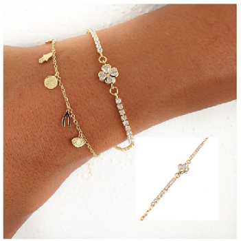 Pulseras Y Gargantillas - Pul2166 Trebol Brillo Oro - Senora