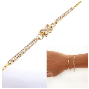 Pulseras Y Gargantillas - Pul2168 Mariposa Brillo Oro - Senora