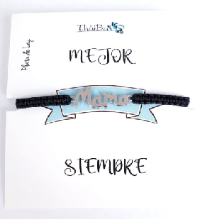 Joyas Con Mensaje - Pul2137 Macrame Negra Mama - Senora