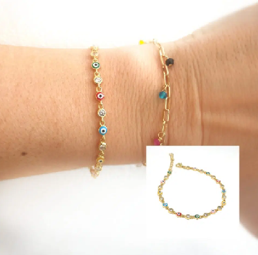 Pulseras Y Gargantillas - Pul2132 Ojitos Turcos Oro - Senora