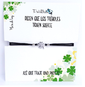 Joyas Con Mensaje - Pul2158 Hilo Negra Con Trebol - Senora