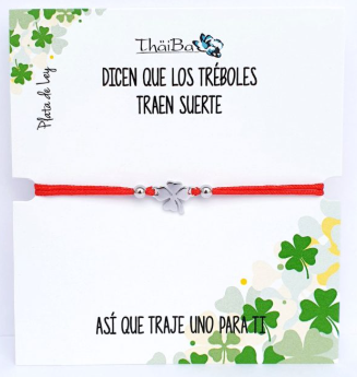 Joyas Con Mensaje - Pul2157 Hilo Rojo Trebol - Senora