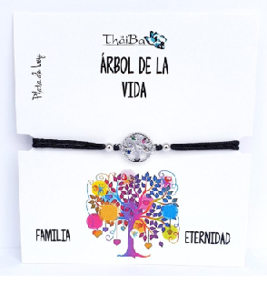 Joyas Con Mensaje - Pul2152 Hilo Negro Arbol Vida - Senora