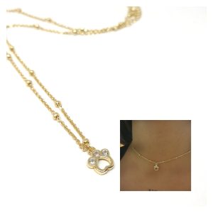 Gargantillas Y Collares - Coll991 Chocker Huella Oro - Senora