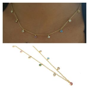 Gargantillas Y Collares - Coll898 Mini Ojitos Oro - Senora
