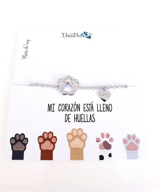 Joyas Con Mensaje - Pul2109 Huella Mascota Corazon - Senora