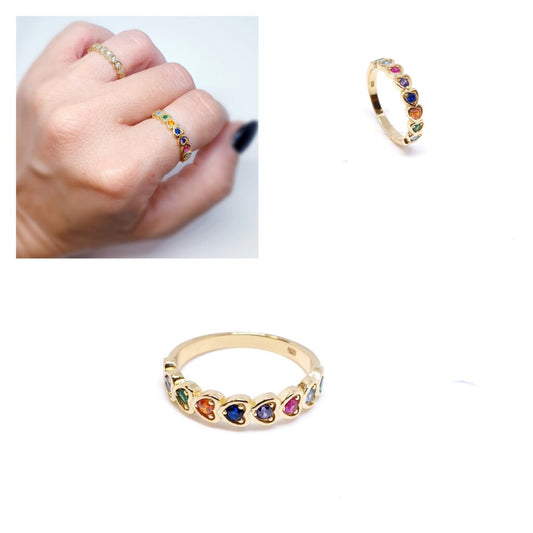 Anillos - An1364 Corazones Oro Colores - Senora