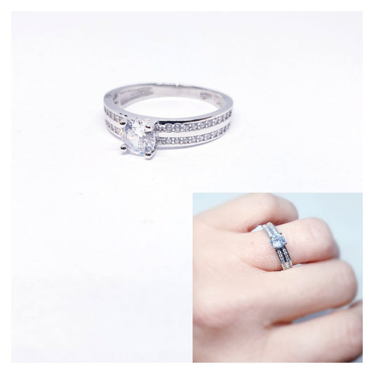 Anillos De Plata - An1131 Doble Linea Glamour - Senora