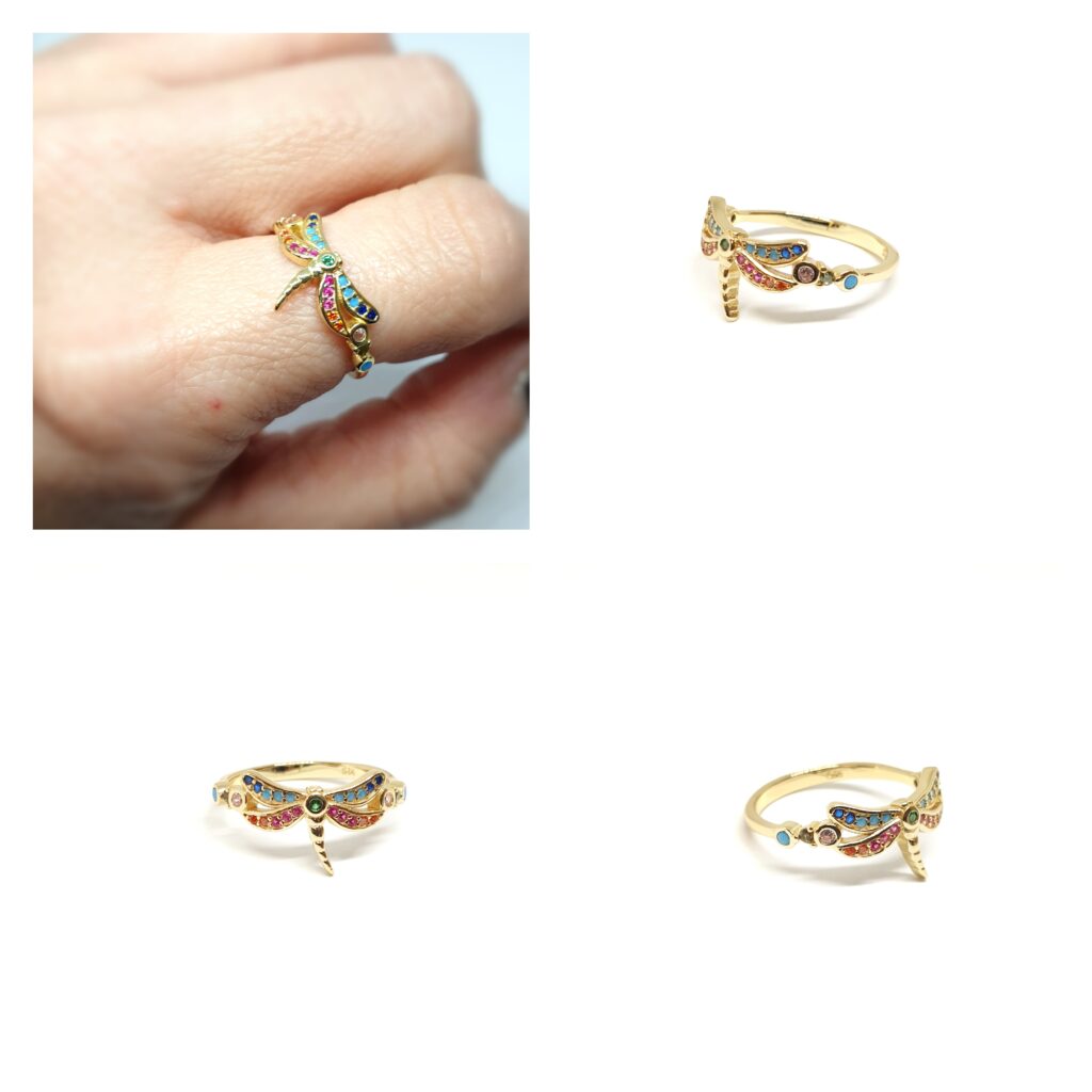 Anillos - An1344 Libelula Oro Multicolor - Senora