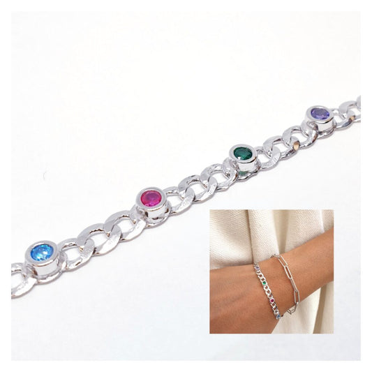 Pulseras Y Gargantillas - Pul2054 Eslabon Multicolor - Senora