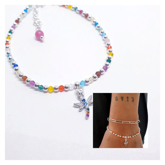 Pulseras Y Gargantillas - Pul2038 Libelula Piedras - Senora