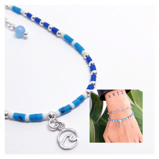 Pulseras Y Gargantillas - Pul2043 Ola Azul - Senora