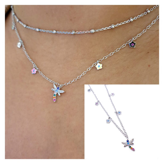 Gargantillas Y Collares - Coll900 Libelula Y Florecitas - Senora