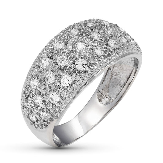 18K SORTIJA ORO BLANCO CON CIRCONITAS. ANCHO 10 MM