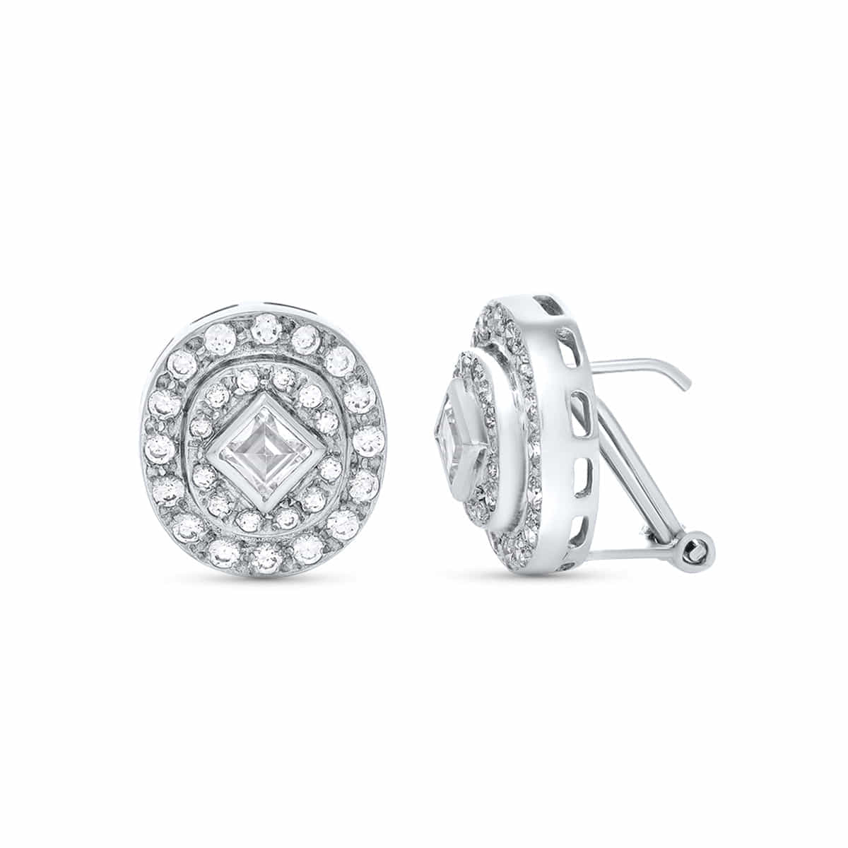 Pendientes Novia O Madrina Circonita 16 x 14 mm de oro blanco 18K