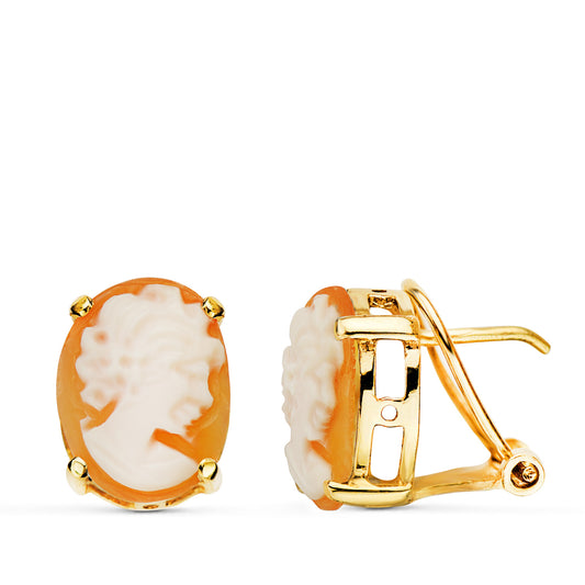 Pendientes Camafeo Oval. Medida: 12 x 9 mm. de oro amarillo 18K