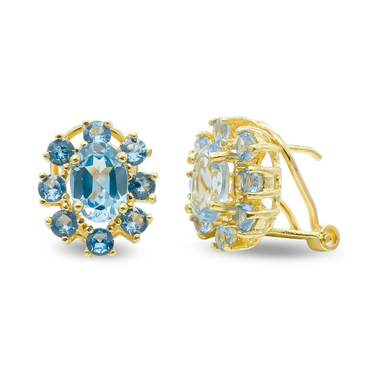 Pendientes Aguamarina 7 x 5 mm de oro amarillo 18K