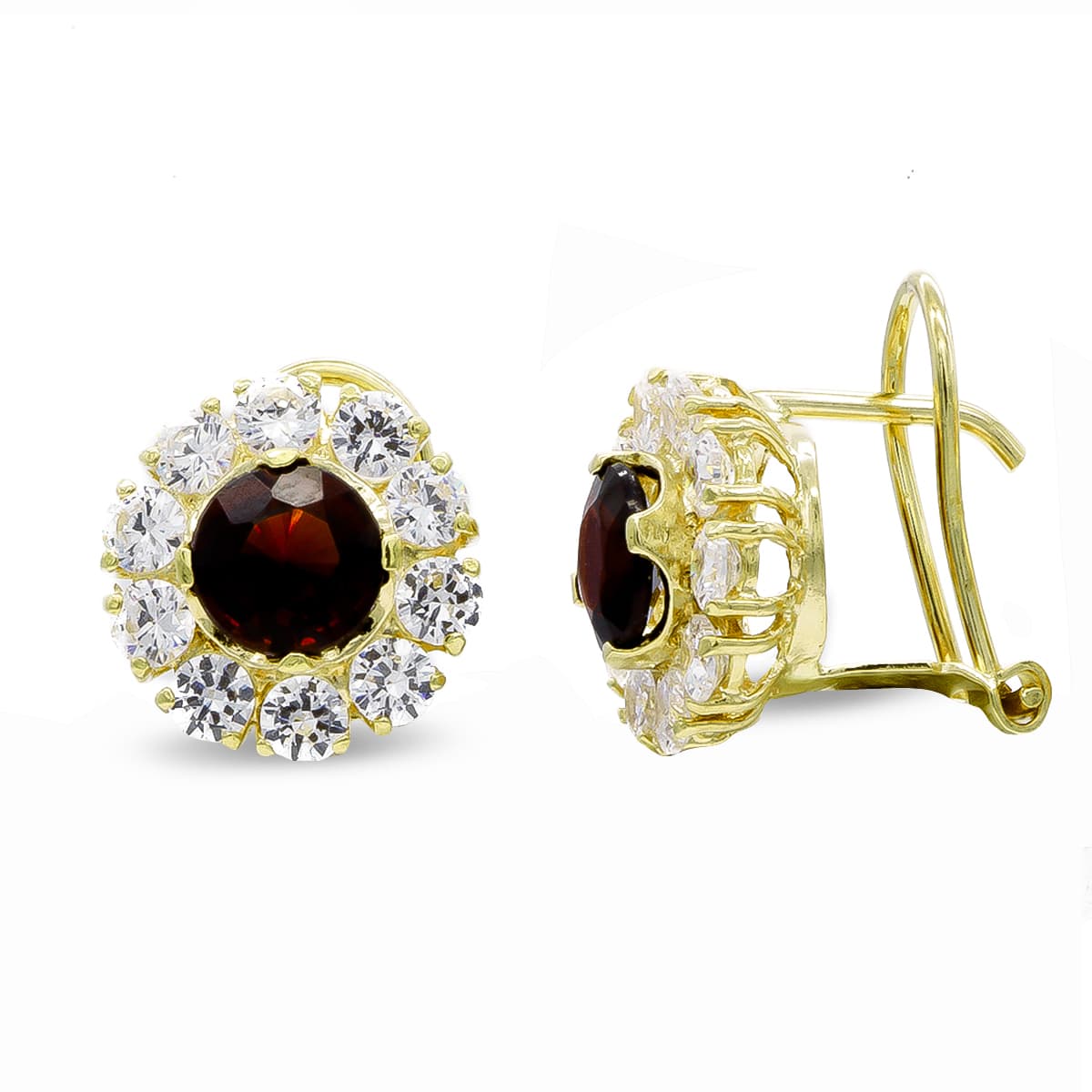 Pendientes con Piedra y Cir. 11 x 11 mm de oro amarillo 18K