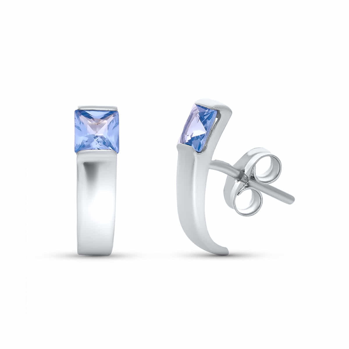 Pendientes Agua Marina 14 x 4 mm de oro blanco 18K