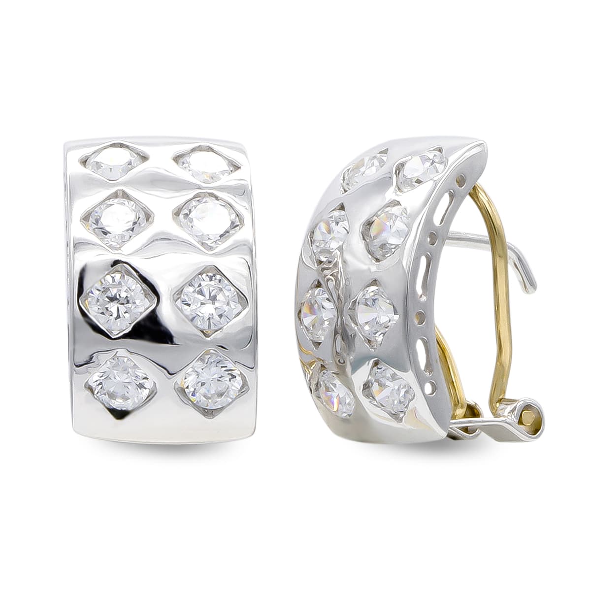 Pendientes Circonita 15 x 8 mm de oro blanco 18K