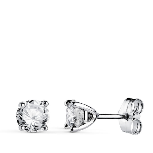 18K PENDIENTES ORO BLANCO DIAMANTES LABORATORIO TALLA BRILLANTE 5MM 1,00 QTS. VS1-G. 5X5 MM CIERRE PRESION