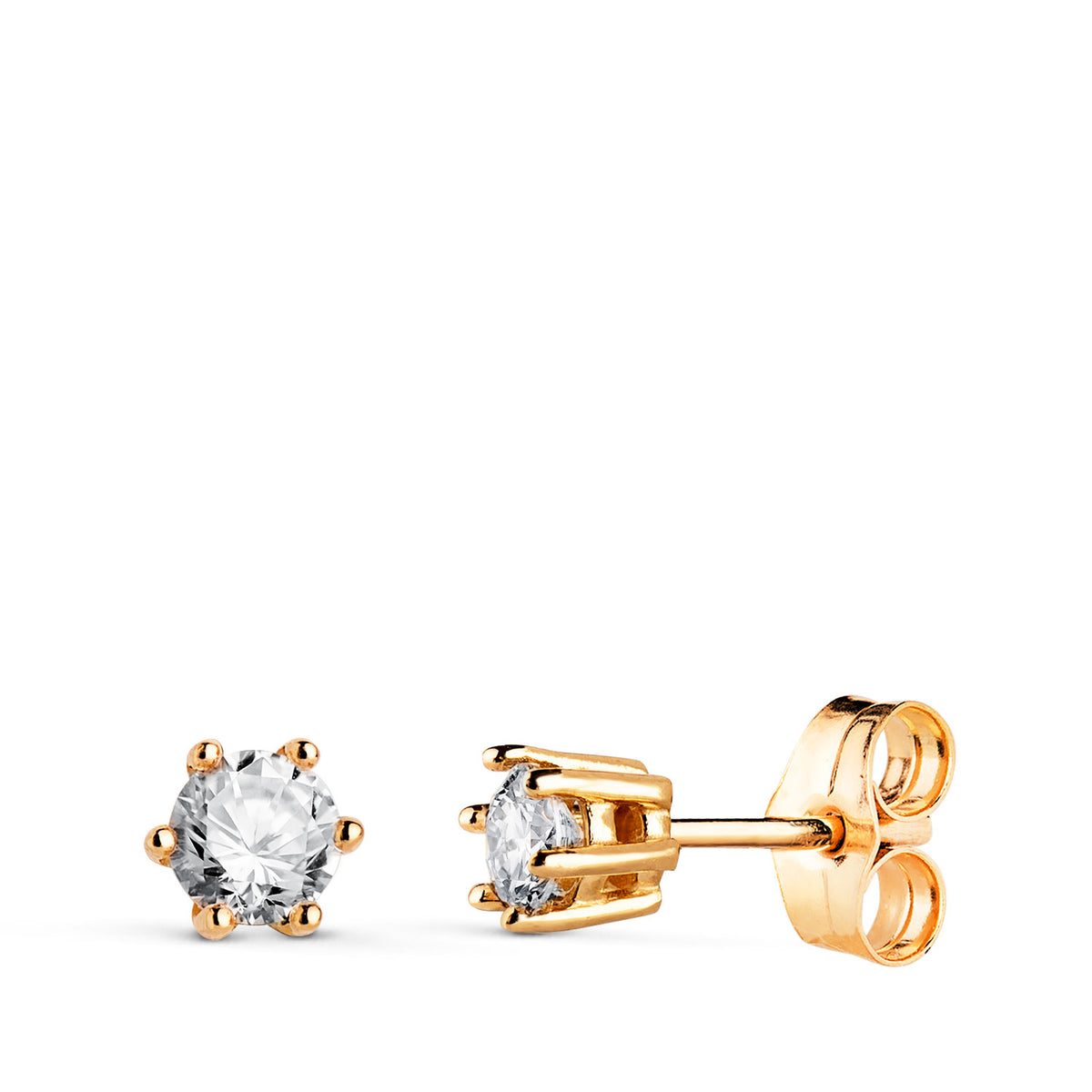 Pendientes Diamantes Laboratorio Talla Brillante 3,8 mm 0,400 Qts. Vs1-g. 4,5 x 4,5 mm de oro amarillo 18K