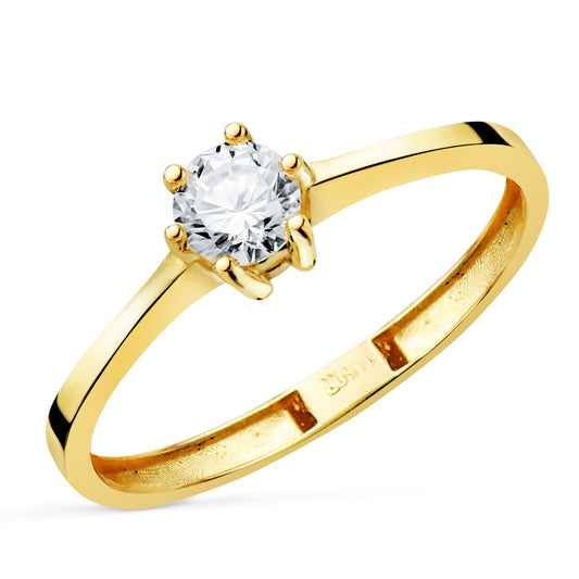 Solitario 6 Garras con Diamante Laboratorio 0,300 Qtes. G - Vs1 de oro amarillo 18K