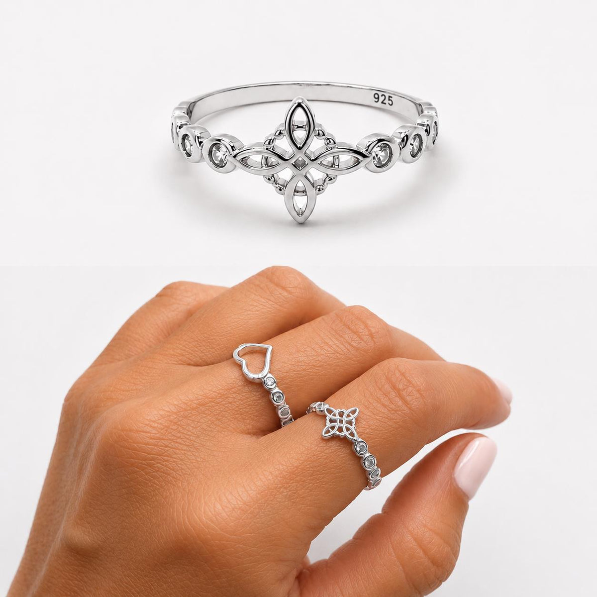 Anillo nudo de bruja de plata de ley - Joyería Zafir
