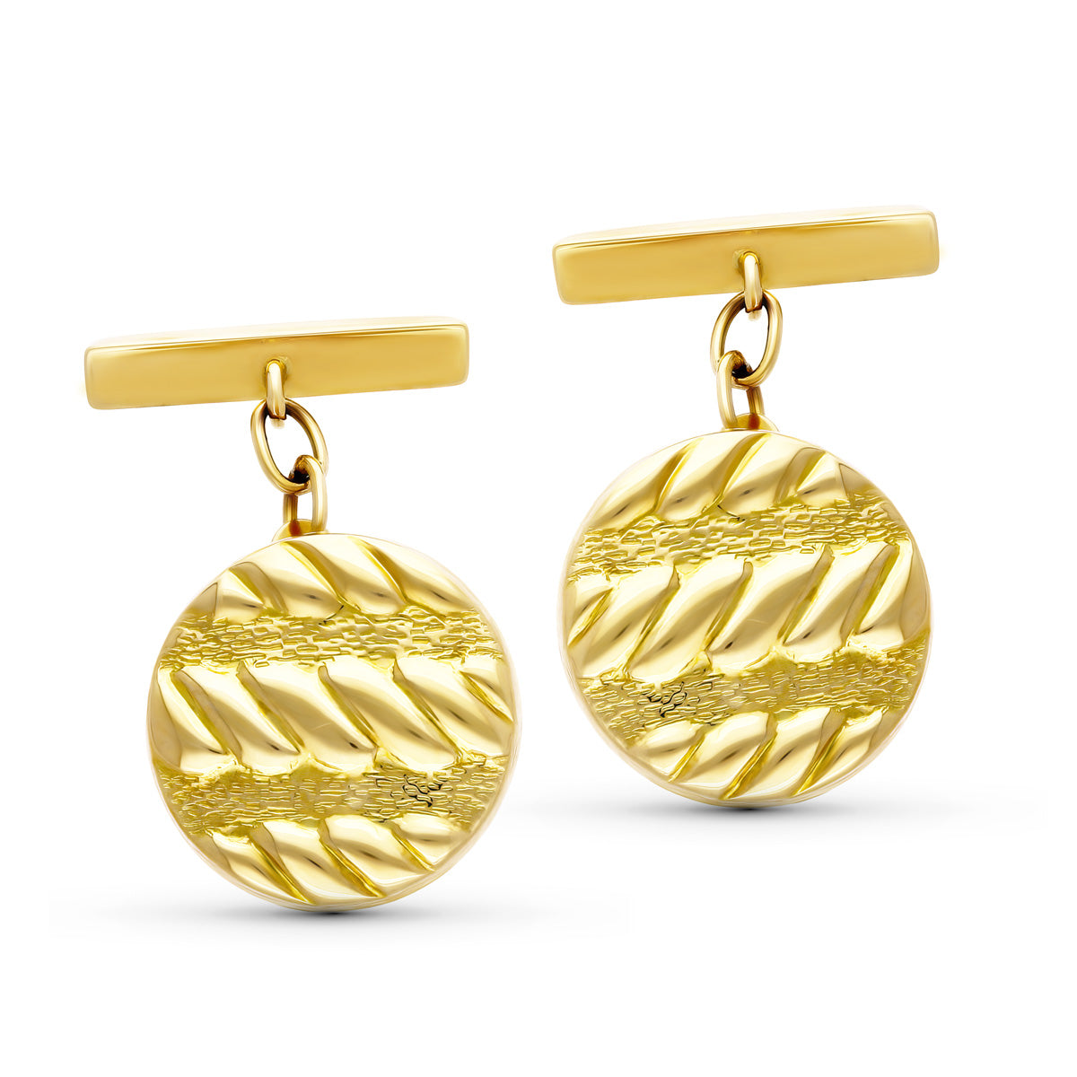 Gemelos Redondo Gallones de oro amarillo 18K