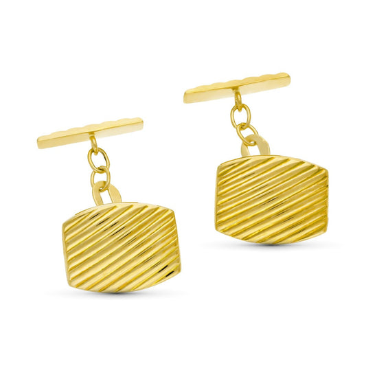 18K GEMELOS ORO AMARILLO GALLONEADOS TONEL 17X13 MM