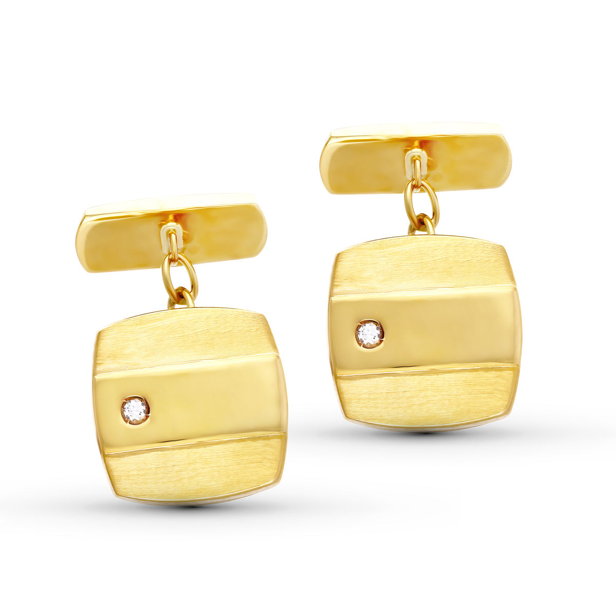 18K GEMELOS ORO AMARILLO CIRCONITA CUADRADO 15X15 MM