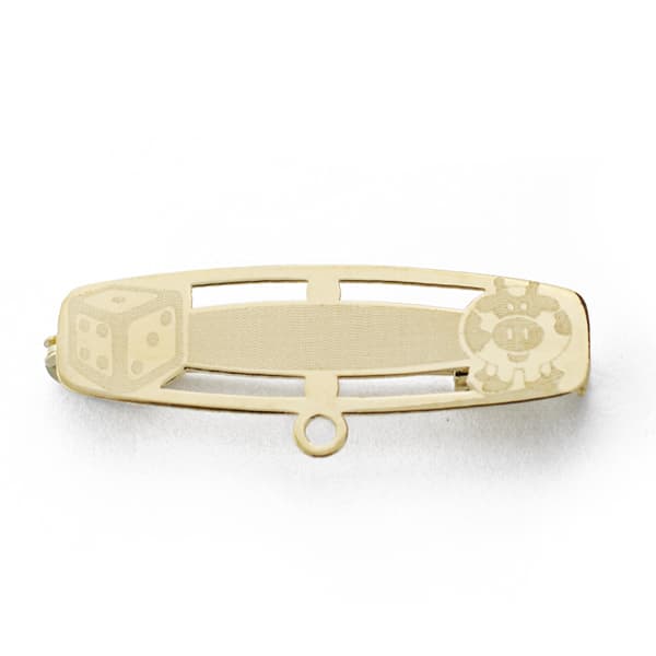 18K ALFILER ORO BICOLOR DADO Y CERDITO. 28X8 MM