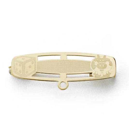 18K ALFILER ORO BICOLOR DADO Y CERDITO. 28X8 MM