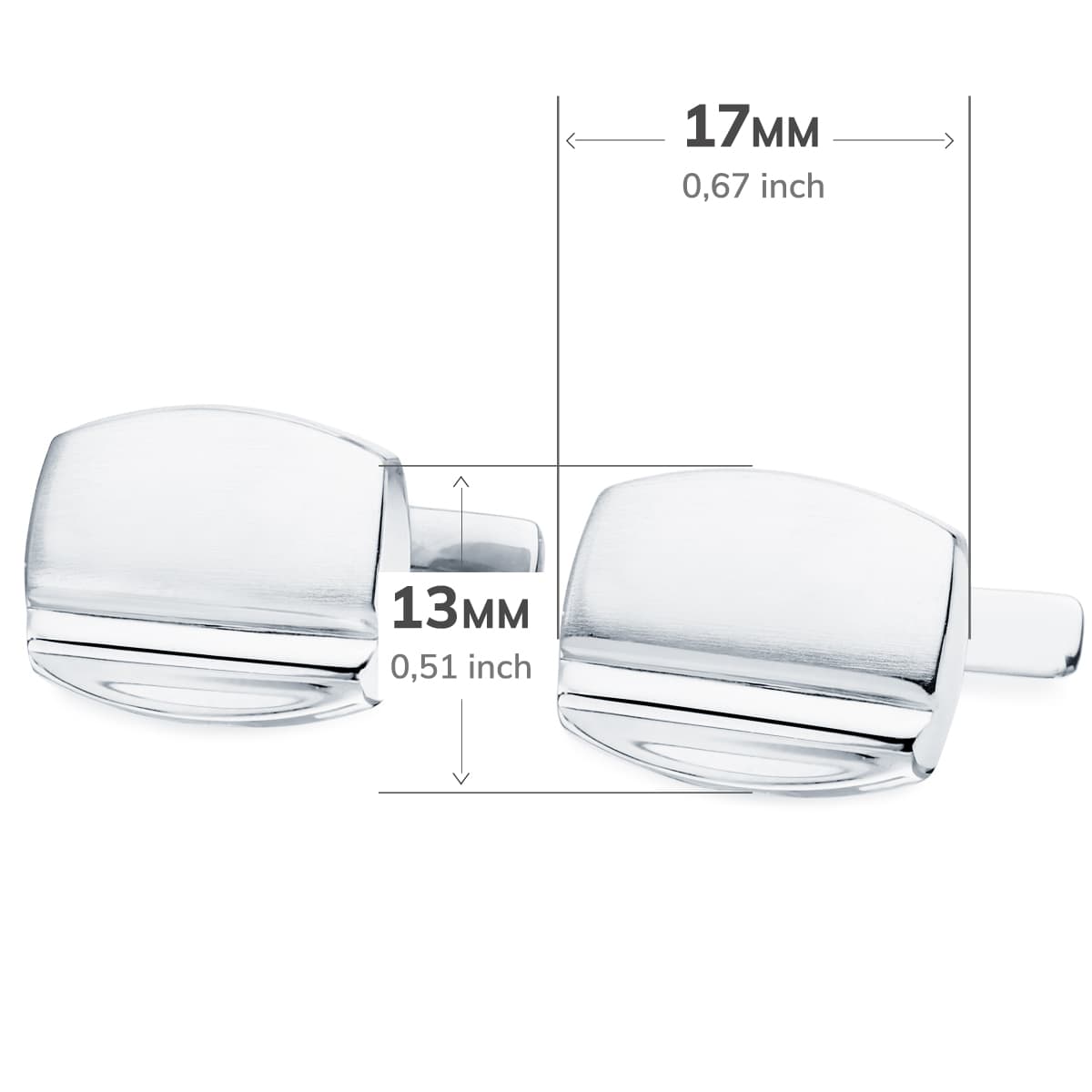 18K GEMELOS ORO BLANCO TONEL MATE Y BRILLO 17X13 MM CIERRE RIGIDO OSCILANTE