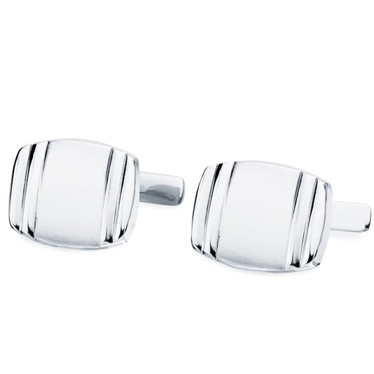 18K GEMELOS ORO BLANCO TONEL MATE Y BRILLO 17X13 MM CIERRE RIGIDO OSCILANTE